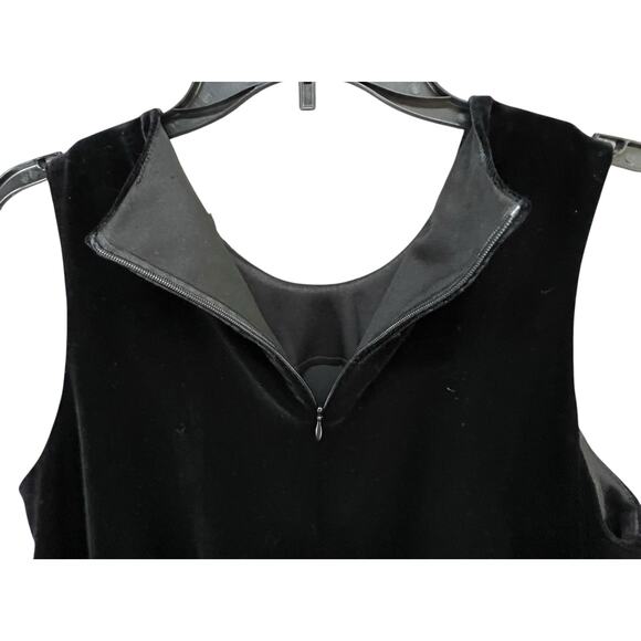 Molly Malloy Shift Dress 12 Petite Black Gray Velvet Classic Cocktail LBD Vtg - Picture 4 of 14
